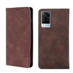 For vivo X60 Pro Overseas Version / X60 5G Curved Surface Version Skin Feel Magnetic Horizontal Flip Leather Phone Case(Dark Brown)