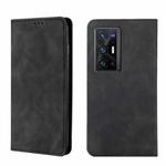 For vivo X70 Pro+ Skin Feel Magnetic Horizontal Flip Leather Phone Case(Black)