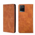 For vivo Y21/Y21s/Y33s Skin Feel Magnetic Horizontal Flip Leather Phone Case(Light Brown)