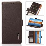 For Xiaomi Redmi Note 11T Pro KHAZNEH Side-Magnetic Litchi Genuine Leather RFID Phone Case(Brown)