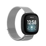 For Fitbit  Versa 4 / 3 Milanese Magnetic Metal Weave Watchband, Large Size(Silver)