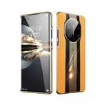 For Huawei Mate 40 Pro+ Electroplated Lychee Genuine Leather Phone Case(Orange)