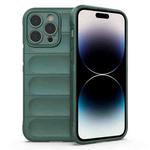 For iPhone 14 Pro Max Magic Shield TPU + Flannel Phone Case (Dark Green)