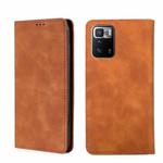 For Xiaomi Redmi Note 10 Pro China Skin Feel Magnetic Flip Leather Phone Case(Light Brown)