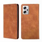 For Xiaomi Redmi Note 11T Pro 5G/Note 11T Pro+ 5G Skin Feel Magnetic Flip Leather Phone Case(Light Brown)