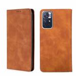 For Xiaomi Redmi Note 11 5G/Xiaomi Poco M4 Pro 5G Skin Feel Magnetic Flip Leather Phone Case(Light Brown)
