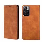 For Xiaomi Redmi Note 11 Pro/Note11 Pro+ 5G Skin Feel Magnetic Flip Leather Phone Case(Light Brown)