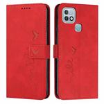 For Infinix Hot 10i Skin Feel Heart Pattern Leather Phone Case(Red)