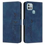 For Infinix Hot 10i Skin Feel Heart Pattern Leather Phone Case(Blue)