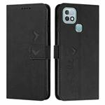 For Infinix Hot 10i Skin Feel Heart Pattern Leather Phone Case(Black)