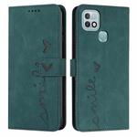 For Infinix Hot 10i Skin Feel Heart Pattern Leather Phone Case(Green)