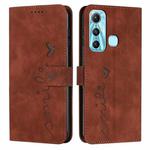For Infinix Hot 11 Skin Feel Heart Pattern Leather Phone Case(Brown)