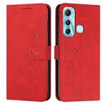 For Infinix Hot 11 Skin Feel Heart Pattern Leather Phone Case(Red)