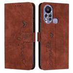 For Infinix Hot 11s Skin Feel Heart Pattern Leather Phone Case(Brown)