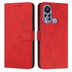 For Infinix Hot 11s Skin Feel Heart Pattern Leather Phone Case(Red)