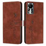 For Infinix Hot 11s NFC Skin Feel Heart Pattern Leather Phone Case(Brown)