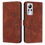 For Infinix Note 11 Skin Feel Heart Pattern Leather Phone Case(Brown)