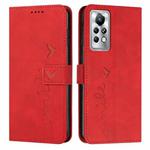 For Infinix Note 11 Pro Skin Feel Heart Pattern Leather Phone Case(Red)