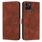 For Infinix Smart 6 Skin Feel Heart Pattern Leather Phone Case(Brown)