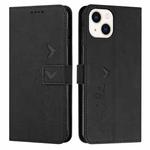 For iPhone 13 Skin Feel Heart Pattern Leather Phone Case(Black)