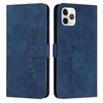For iPhone 13 Pro Max Skin Feel Heart Pattern Leather Phone Case (Blue)