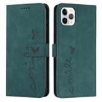For iPhone 13 Pro Max Skin Feel Heart Pattern Leather Phone Case (Green)