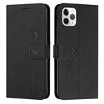 For iPhone 12 / 12 Pro Skin Feel Heart Pattern Leather Phone Case(Black)