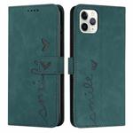 For iPhone 12 / 12 Pro Skin Feel Heart Pattern Leather Phone Case(Green)