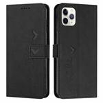 For iPhone 12 Pro Max Skin Feel Heart Pattern Leather Phone Case(Black)