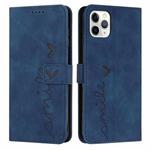For iPhone 11 Pro Max Skin Feel Heart Pattern Leather Phone Case (Blue)