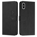 For iPhone X / XS Skin Feel Heart Pattern Leather Phone Case(Black)