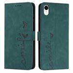 For iPhone XR Skin Feel Heart Pattern Leather Phone Case(Green)