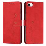 For iPhone SE 2022 / SE 2020 / 8 / 7 Skin Feel Heart Pattern Leather Phone Case(Red)
