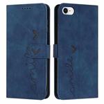 For iPhone SE 2022 / SE 2020 / 8 / 7 Skin Feel Heart Pattern Leather Phone Case(Blue)