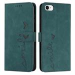 For iPhone SE 2022 / SE 2020 / 8 / 7 Skin Feel Heart Pattern Leather Phone Case(Green)