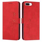 Skin Feel Heart Pattern Leather Phone Case For iPhone 8 Plus / 7 Plus / 6 Plus(Red)