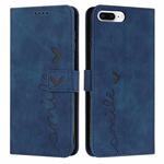 Skin Feel Heart Pattern Leather Phone Case For iPhone 8 Plus / 7 Plus / 6 Plus(Blue)