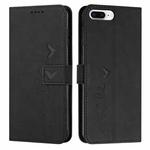 Skin Feel Heart Pattern Leather Phone Case For iPhone 8 Plus / 7 Plus / 6 Plus(Black)