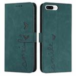 Skin Feel Heart Pattern Leather Phone Case For iPhone 8 Plus / 7 Plus / 6 Plus(Green)