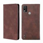 For Nokia C21 Plus Skin Feel Magnetic Horizontal Flip Leather Phone Case(Dark Brown)