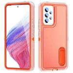 For Samsung Galaxy A53 3 in 1 Rugged Holder Phone Case(Transparent + Orange)