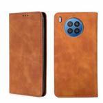 For Huawei nova 8i Skin Feel Magnetic Horizontal Flip Leather Phone Case(Light Brown)
