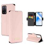 For OPPO A55 5G MUXMA MX115 Cross Texture Oil Edge Flip Leather Phone Case(Pink)