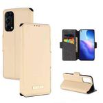 For OPPO Reno5 4G MUXMA MX115 Cross Texture Oil Edge Flip Leather Phone Case(Gold)