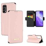 For OPPO Reno5 5G MUXMA MX115 Cross Texture Oil Edge Flip Leather Phone Case(Pink)