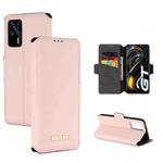 For OPPO Realme GT 5G MUXMA MX115 Cross Texture Oil Edge Flip Leather Phone Case(Pink)
