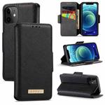 For iPhone 12 MUXMA MX115 Cross Texture Oil Edge Flip Leather Phone Case(Black)