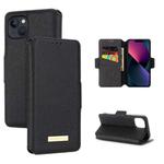 For iPhone 13 MUXMA MX115 Cross Texture Oil Edge Flip Leather Phone Case(Black)