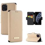 For iPhone 11 Pro MUXMA MX115 Cross Texture Oil Edge Flip Leather Phone Case (Gold)