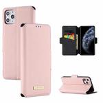 For iPhone 11 Pro Max MUXMA MX115 Cross Texture Oil Edge Flip Leather Phone Case (Pink)